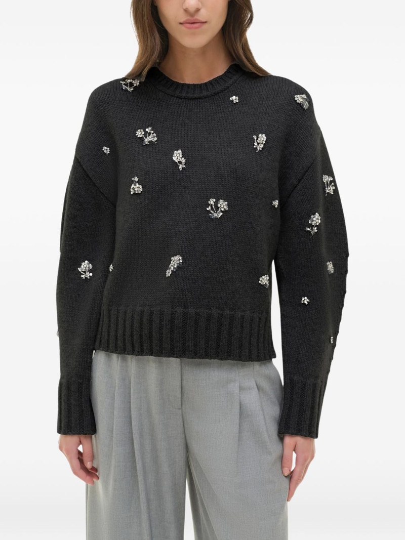 Coraline floral-embellished crew-neck sweater 5