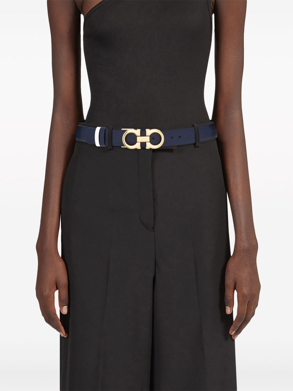 Gancini-plaque reversible leather belt - 4