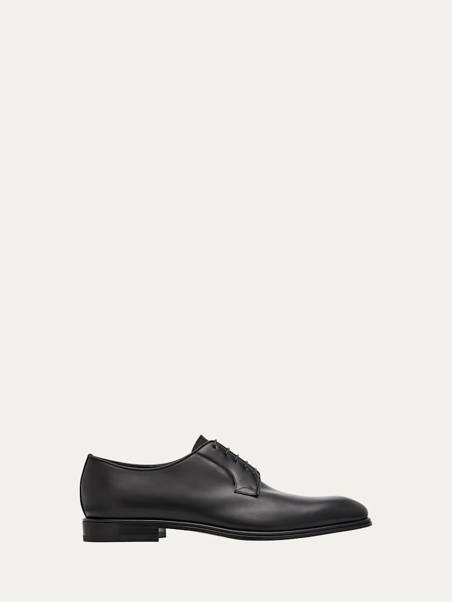 Men's Stefano Almond-Toe Leather Derby Shoes - 1