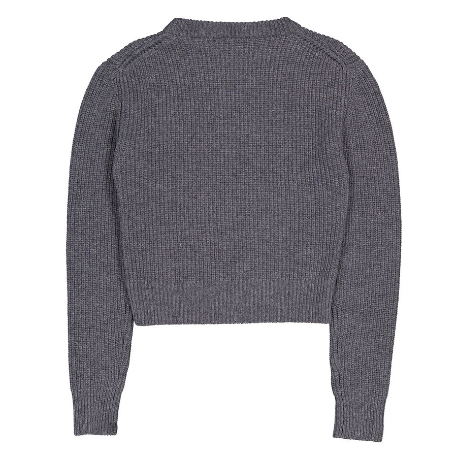 Stella McCartney Grey Wool Cropped Horse Chain Embroidered Jumper - 7