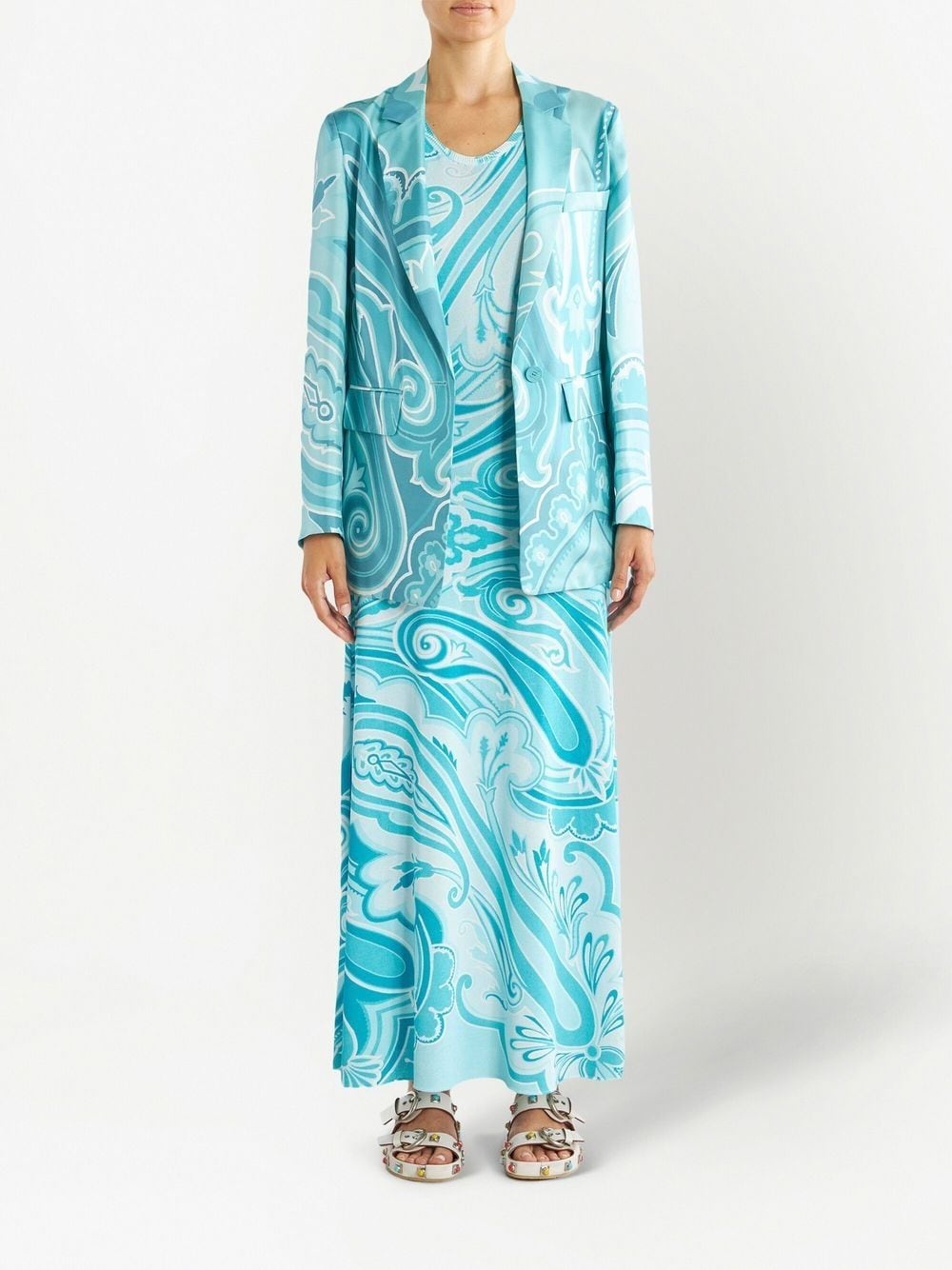 swirl-print silk blazer - 3
