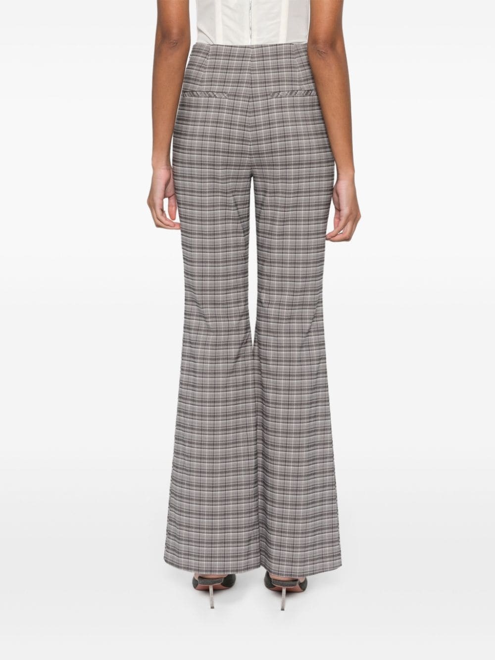 checked flared trousers - 4