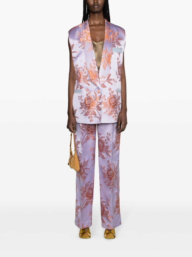 Etro floral-jacquard satin trousers outlook