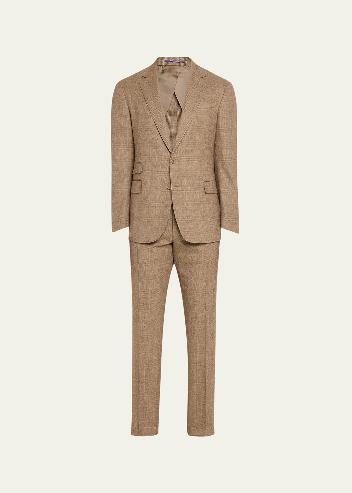 Men's Kent Hand-Tailored Plaid Wool and Cashmere Suit - 1