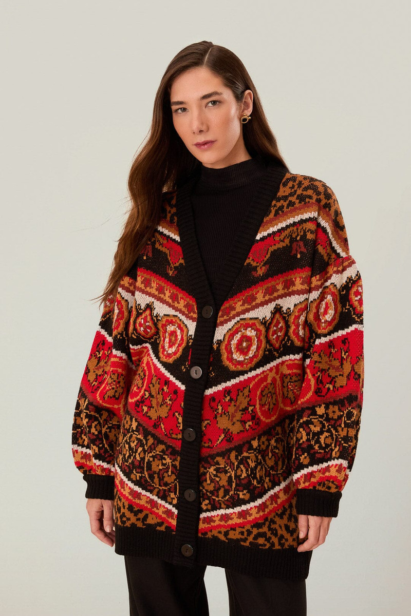Cream Ainika Tiles Knit Cardigan 1