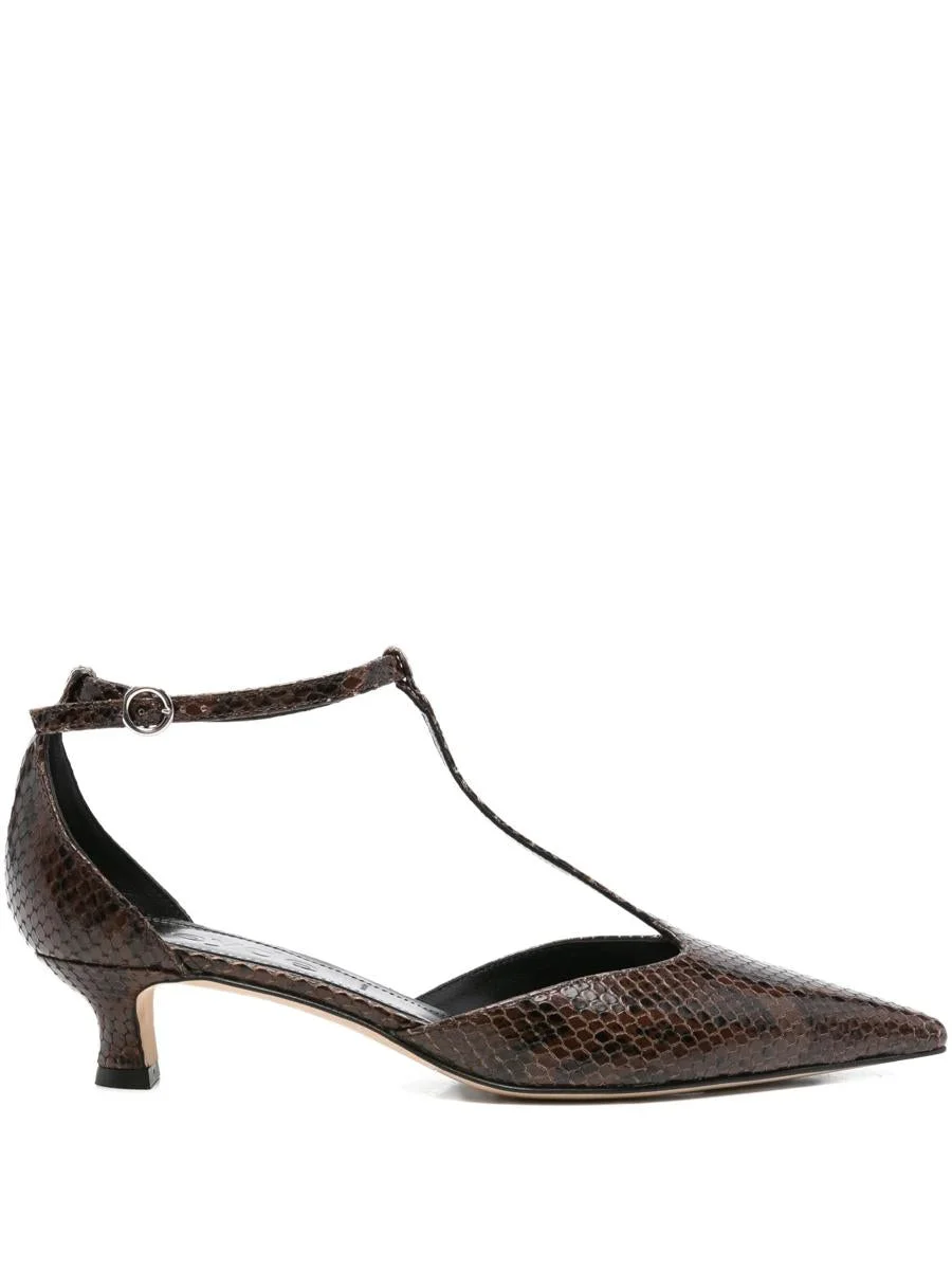 Aeyde Liz Snake Print Calf Leather Moka Shoes - 1