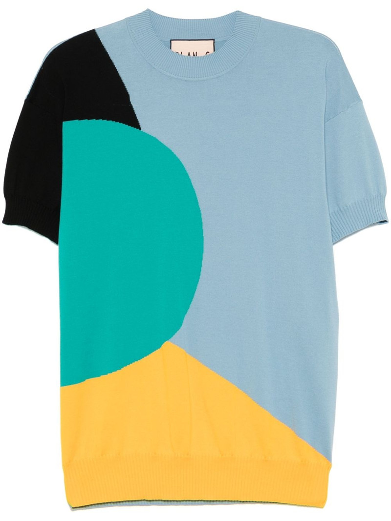 colour-block knitted top 1