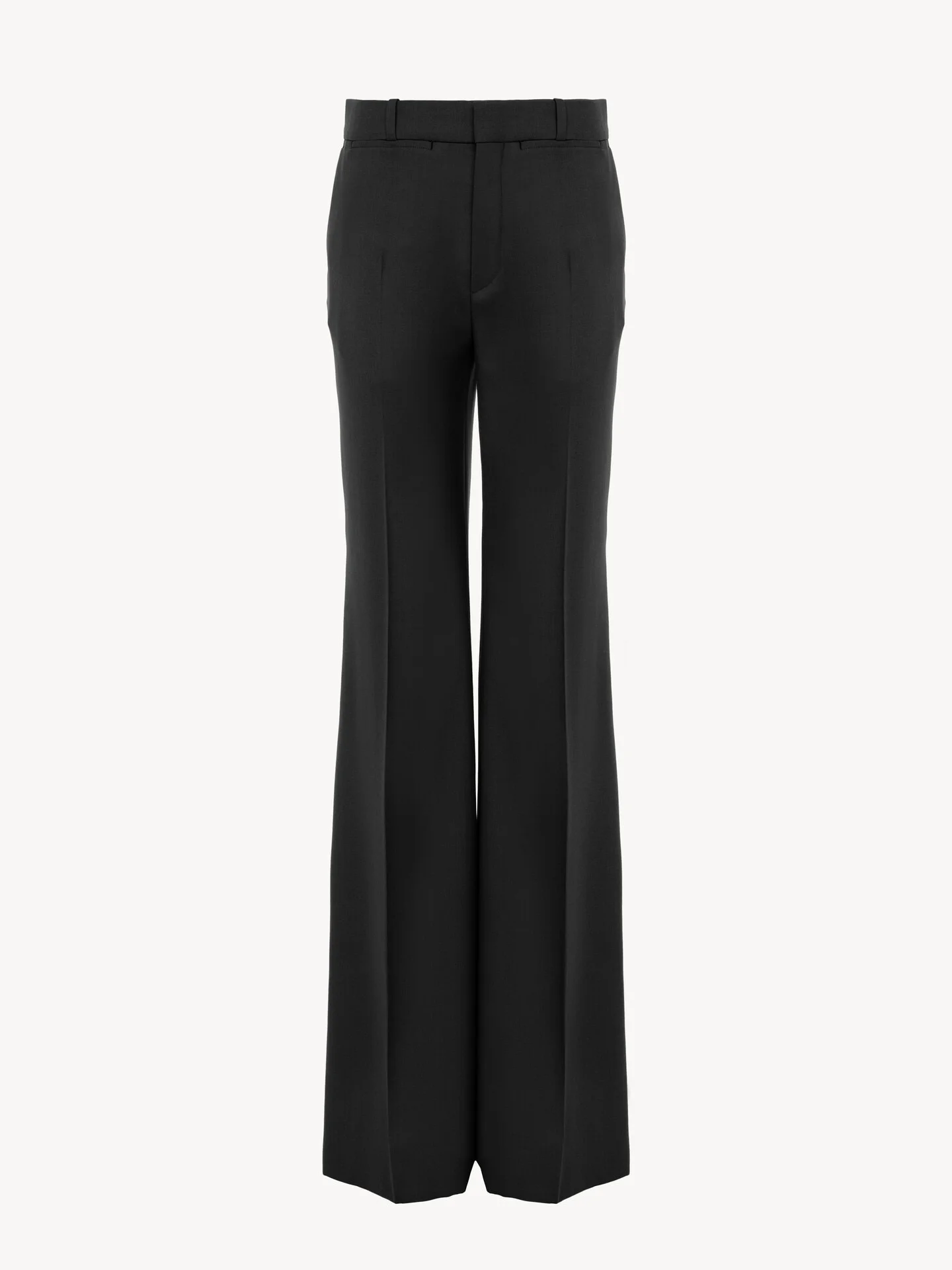HIGH-RISE FLARED PANTS IN WOOL GRAIN DE POUDRE - 1