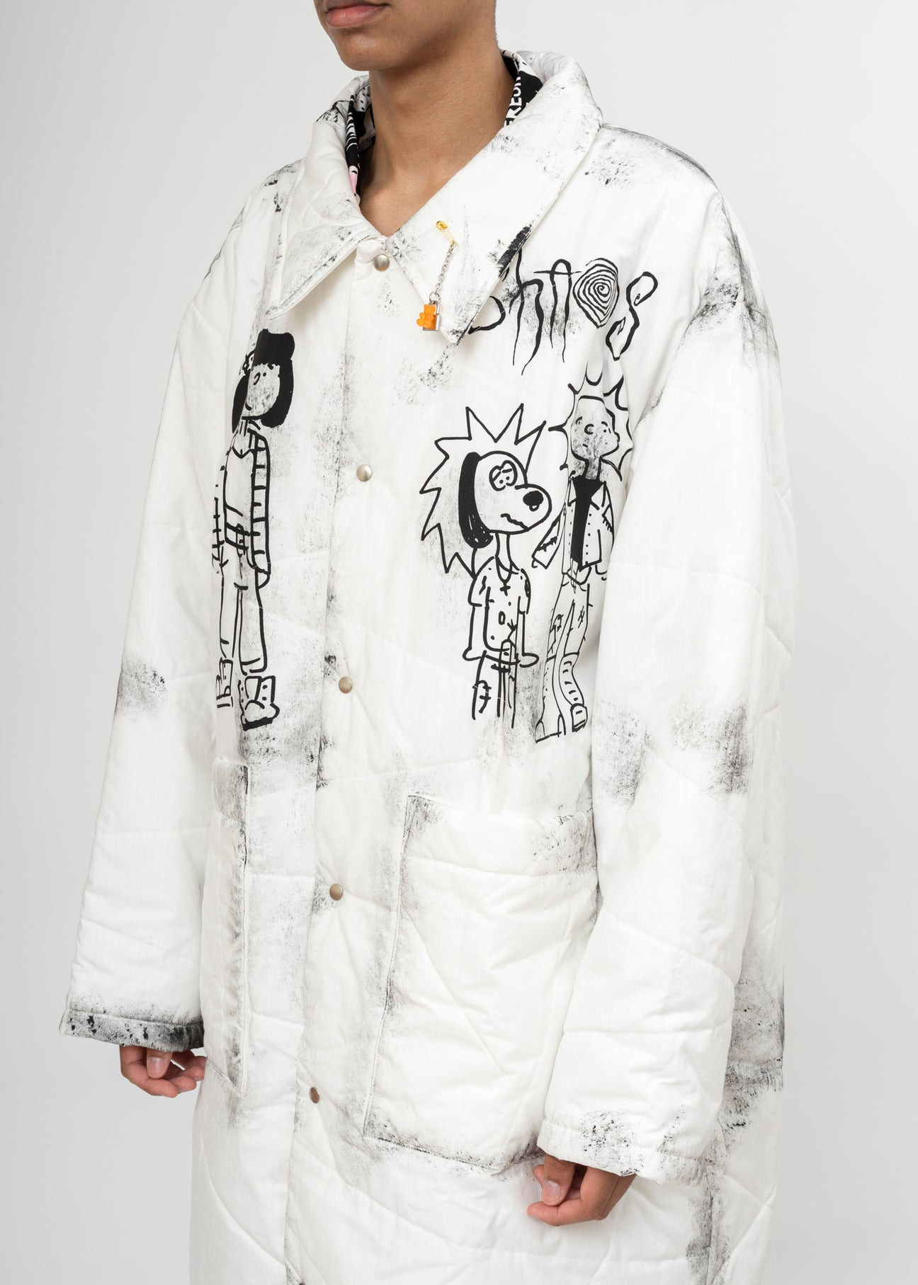 White Fresh Quilted Oversized Coat - 6