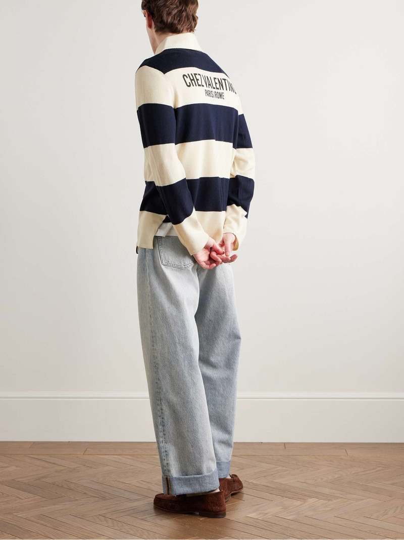 Valentino Logo-Print Striped Virgin Wool Polo Shirt outlook
