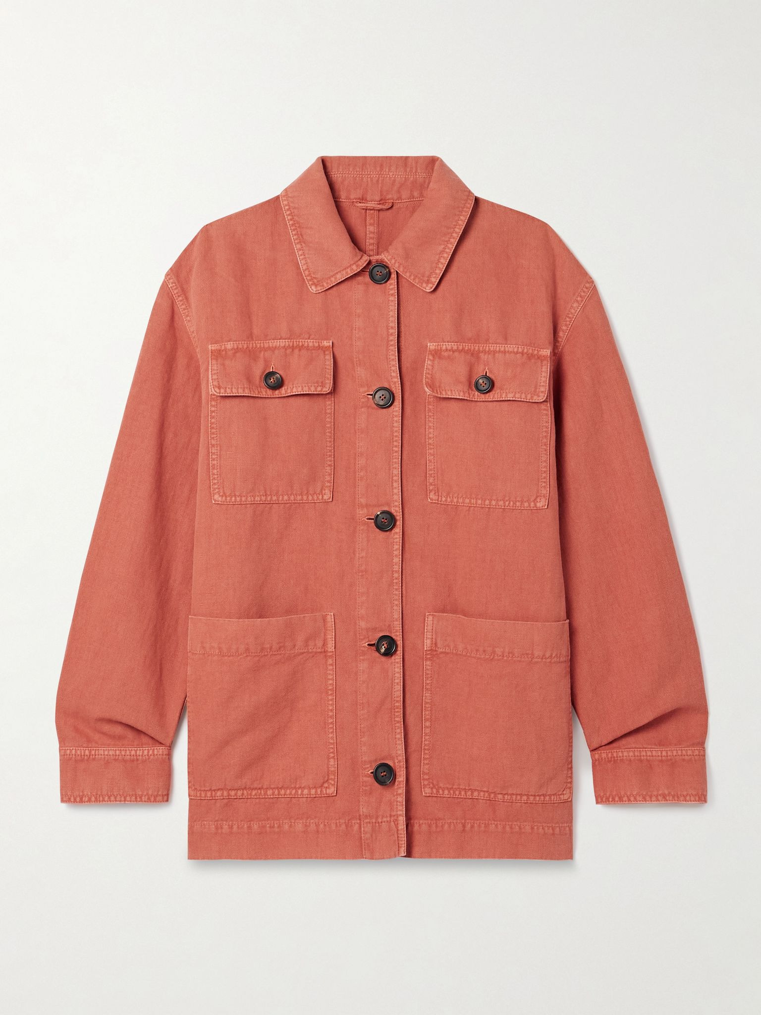 Cotton and linen-blend twill jacket Papaya - 1