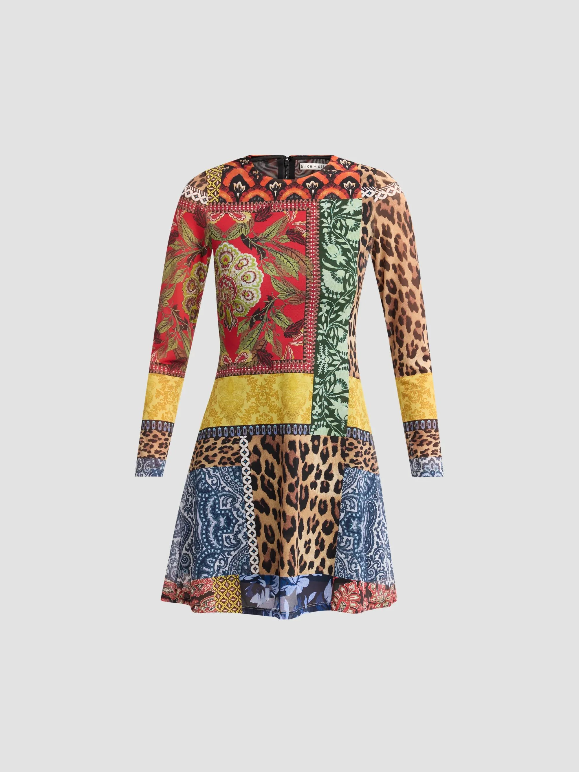 Women's Delora Patchwork Print Mini Dress - Off The Grid - 1