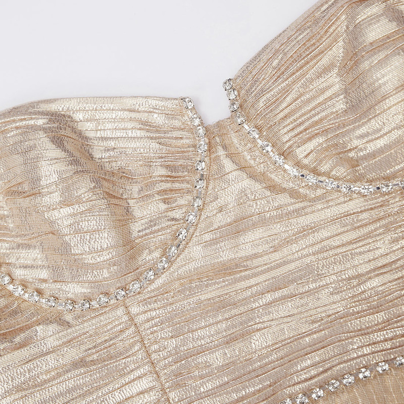 Gold Metallic Tiered Midi Dress 5