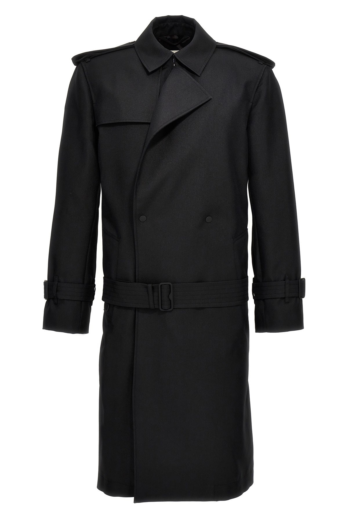 Double-breasted long trench coat - 3