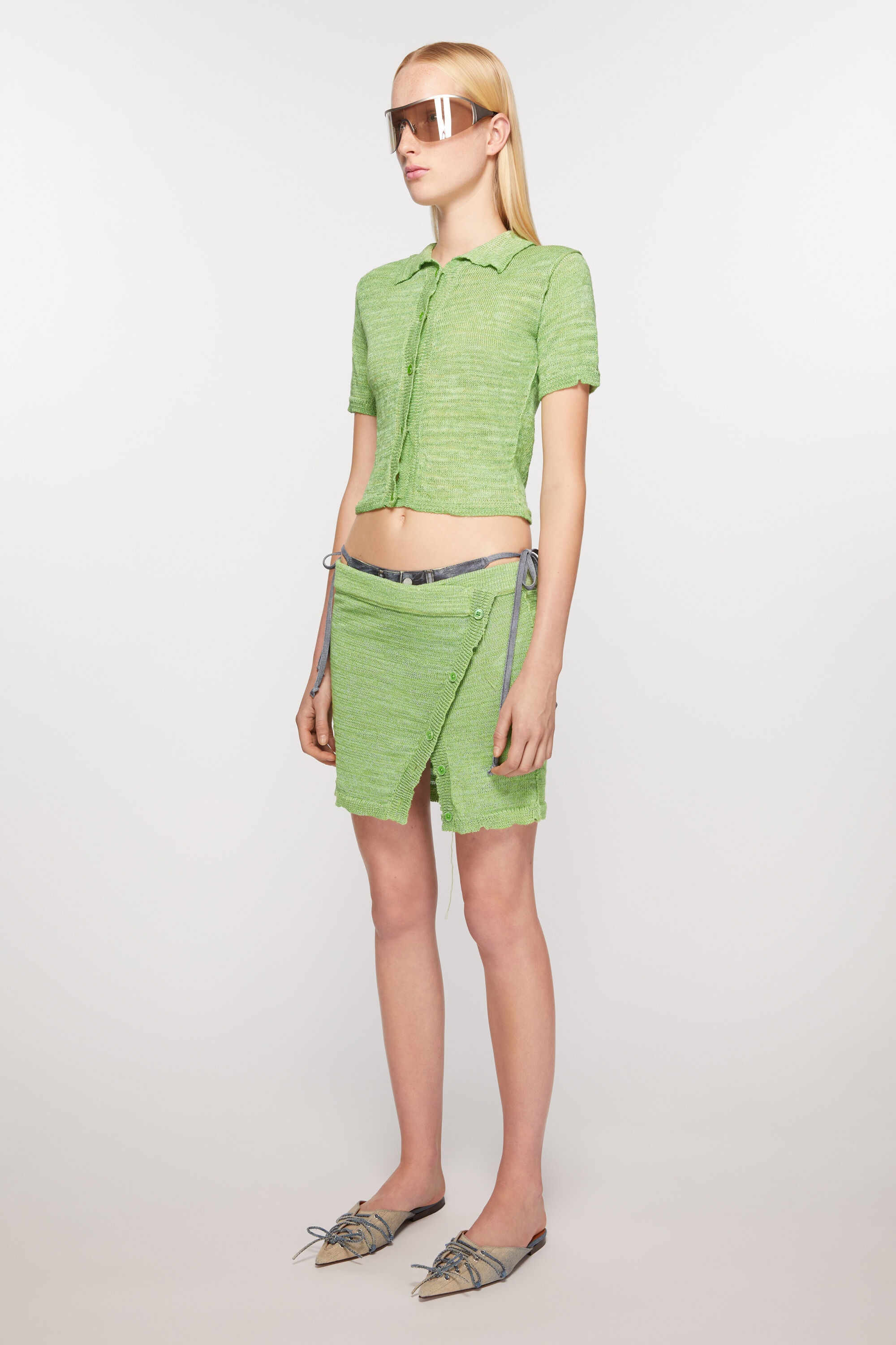 Knit mini skirt - Bright Green - 3