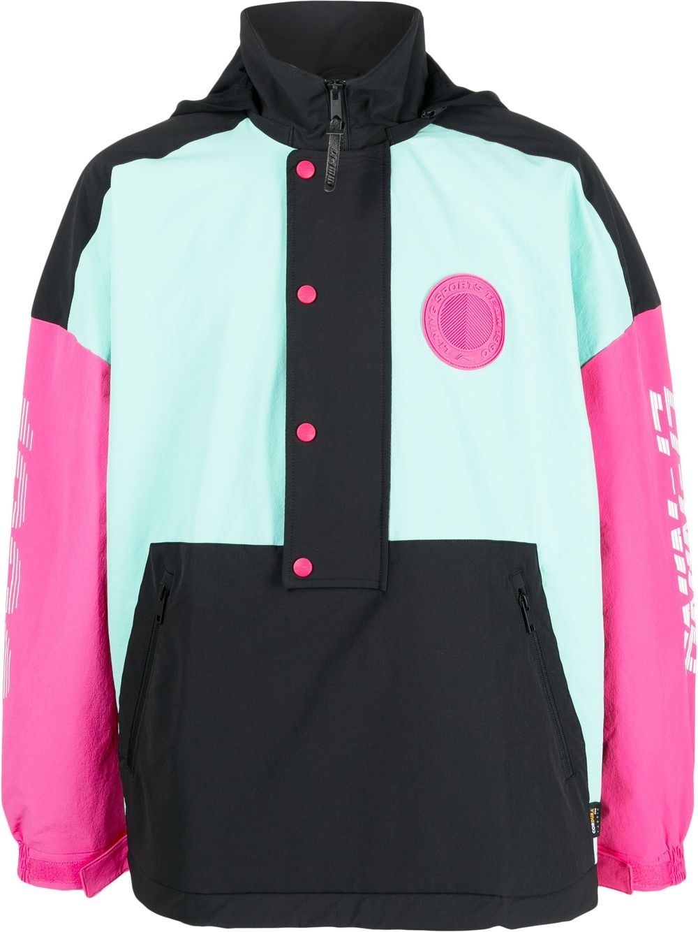 logo print hooded jacket - 1