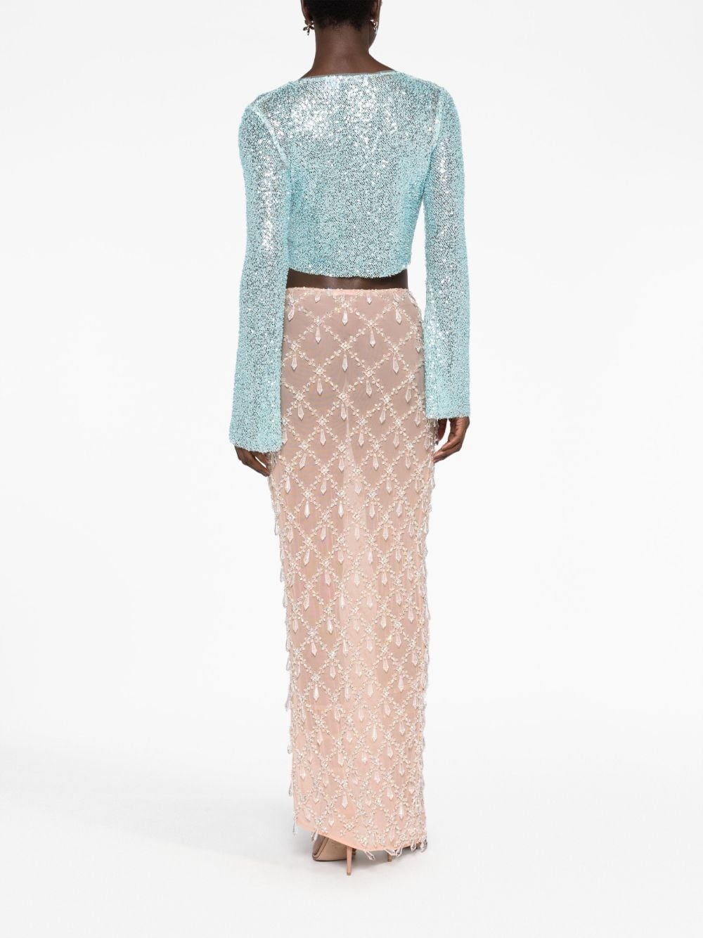 beaded open-front cropped cardigan - 4