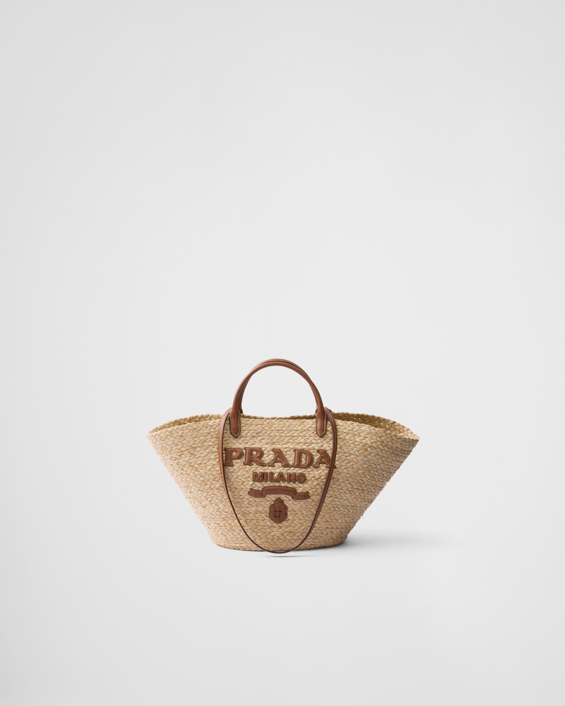 Large woven fabric and leather tote bag 1