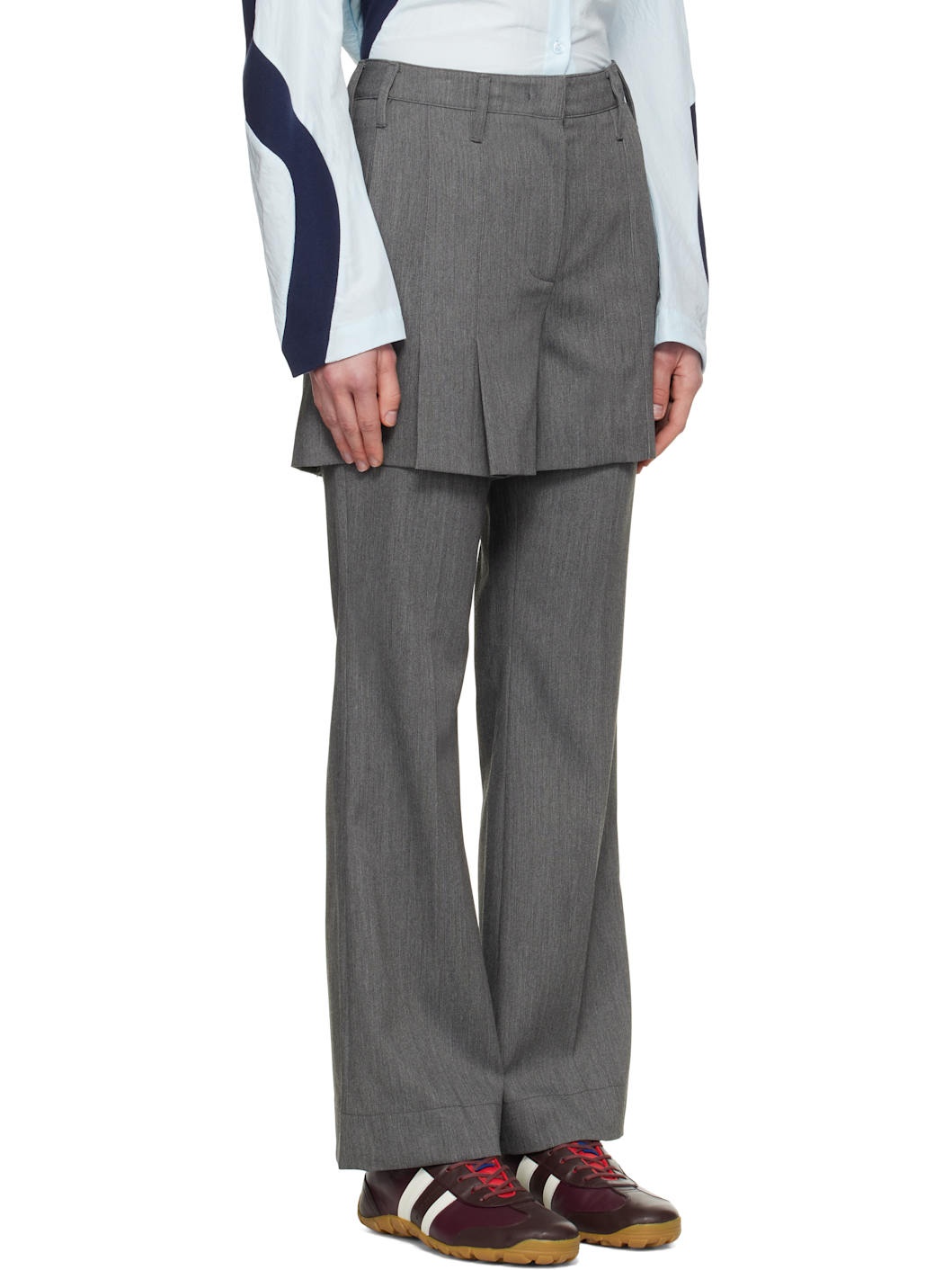 Gray Overlay Trousers - 2