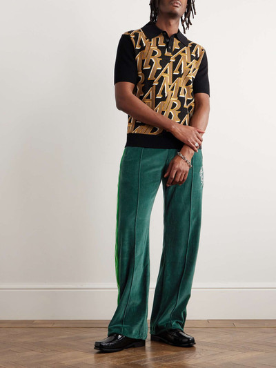 AMIRI Straight-Leg Logo-Embroidered Striped Cotton-Velour Track Pants outlook