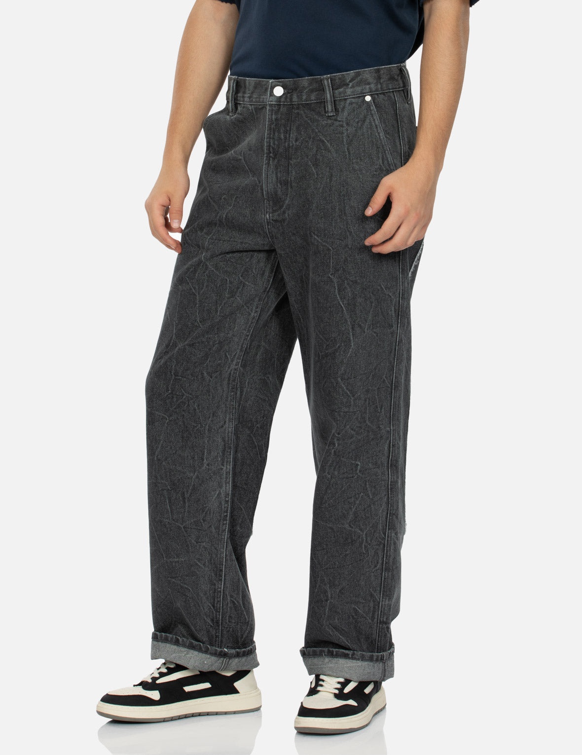 Daicock with Fringed Edges Baggy Fit Work Jeans - 8