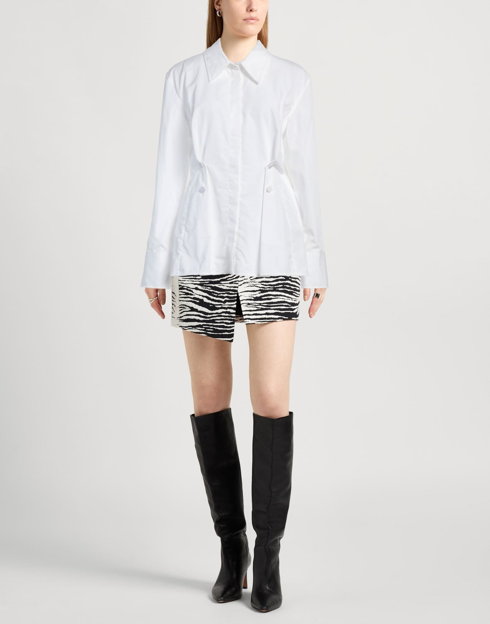 White Women's Solid Color Shirts & Blouses - 2