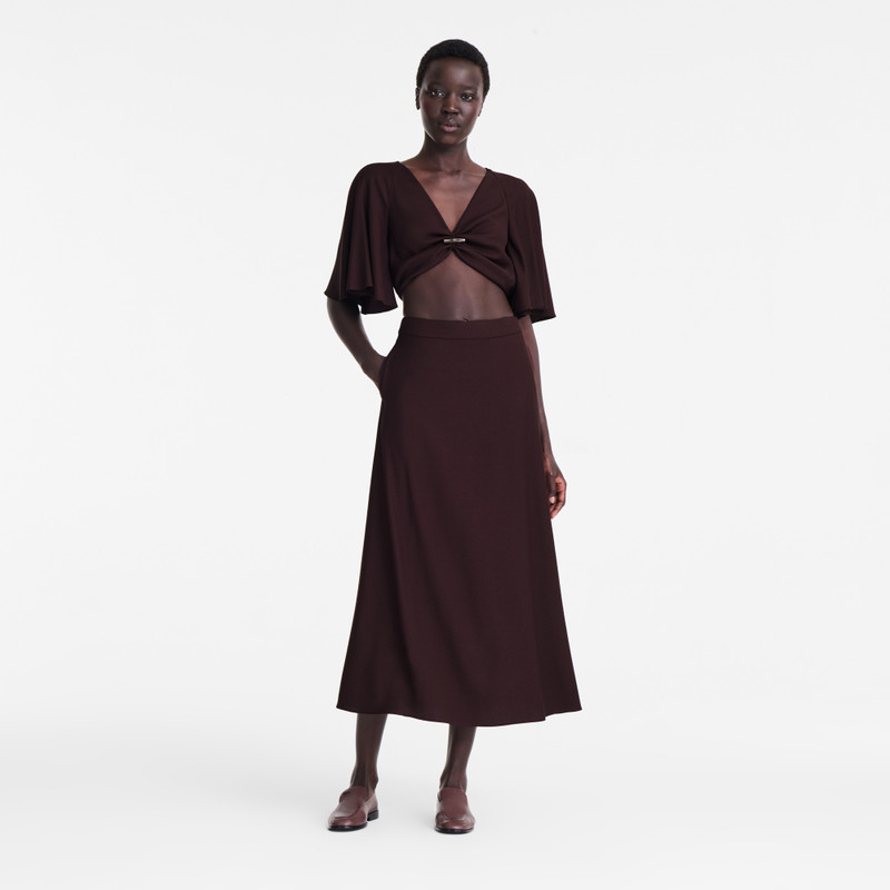 Longchamp Midi skirt Burgundy - Crepe outlook