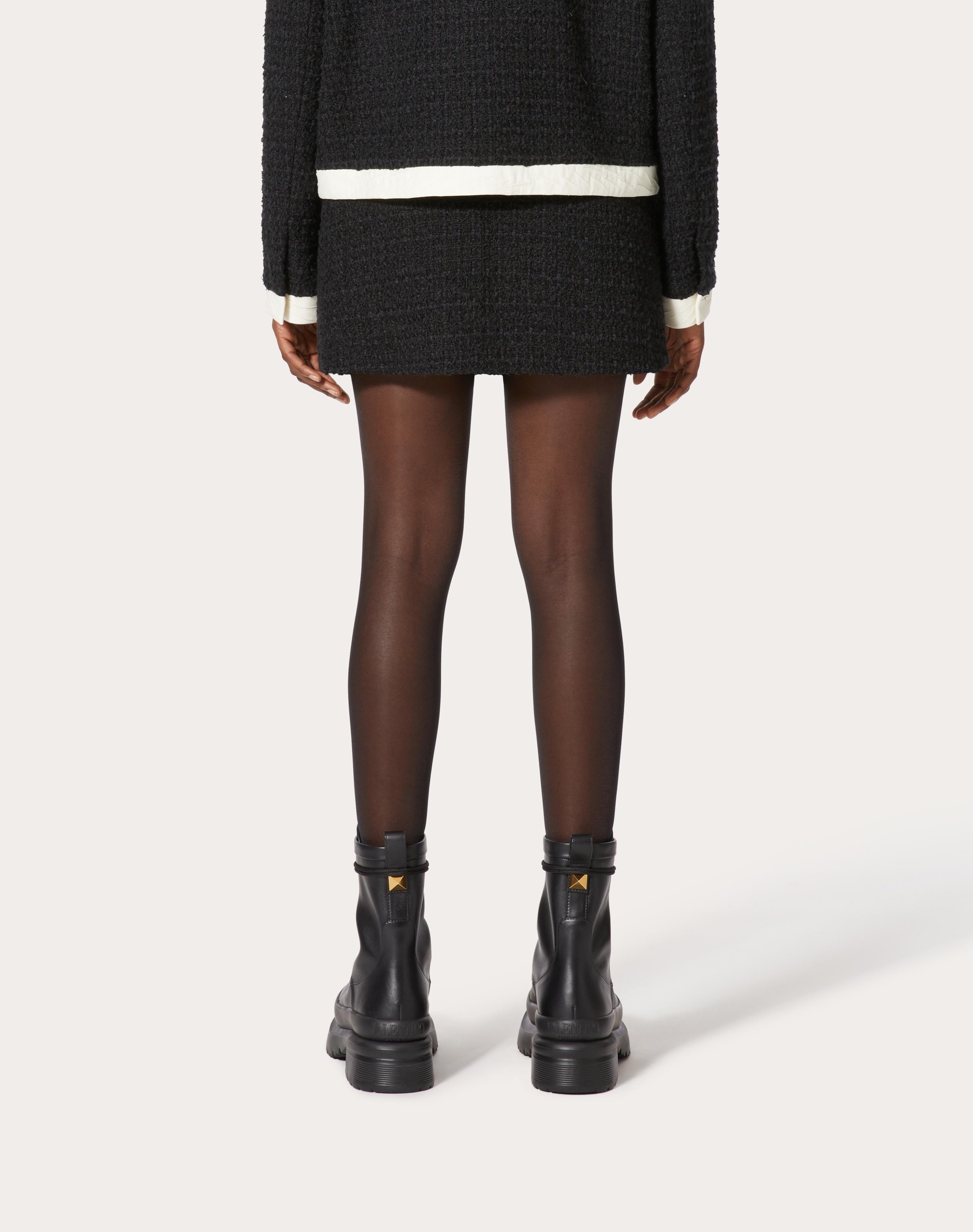 EMBROIDERED WOOL TWEED MINISKIRT - 4