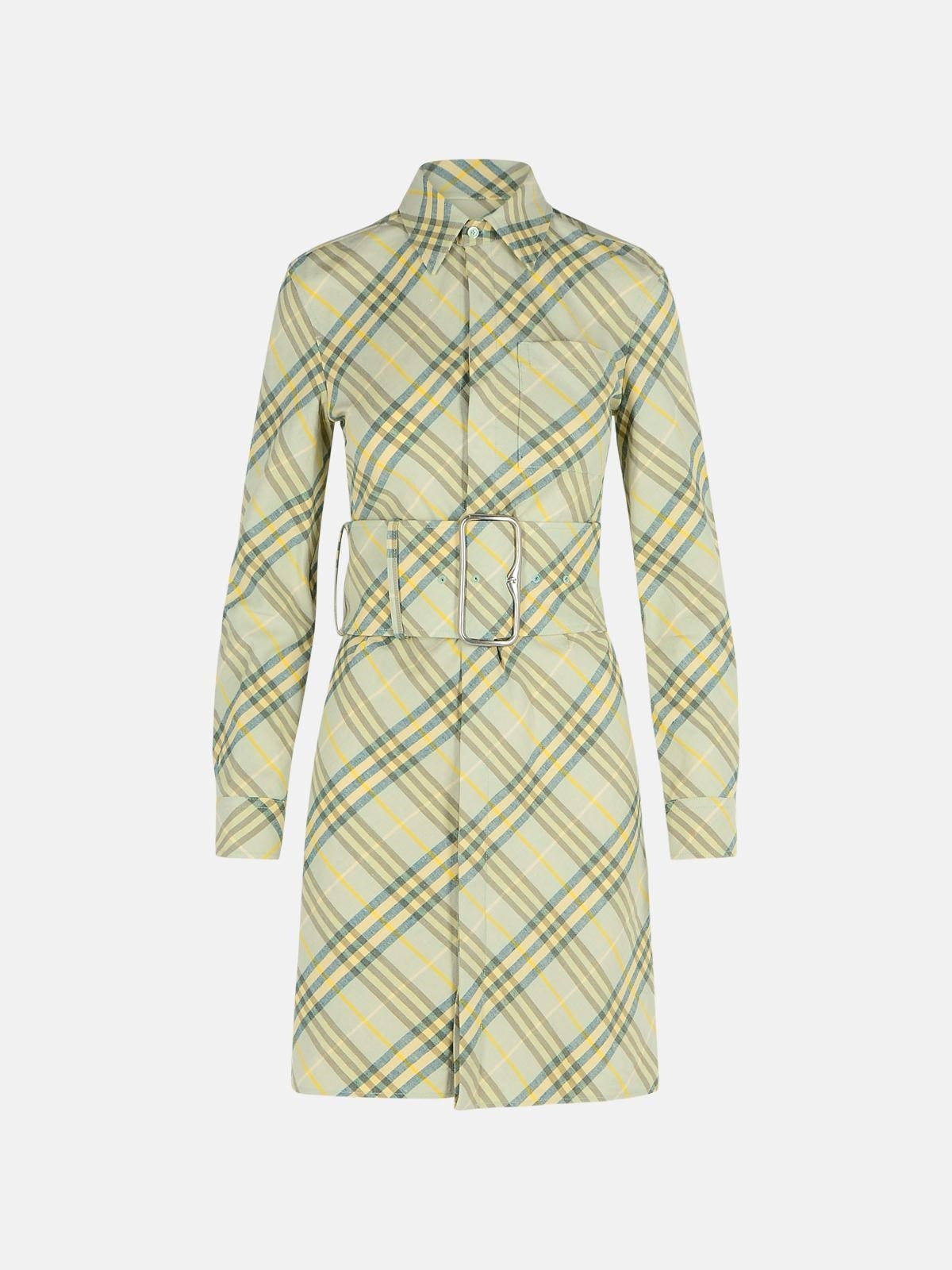 'CHECK' GREEN LINEN DRESS - 1