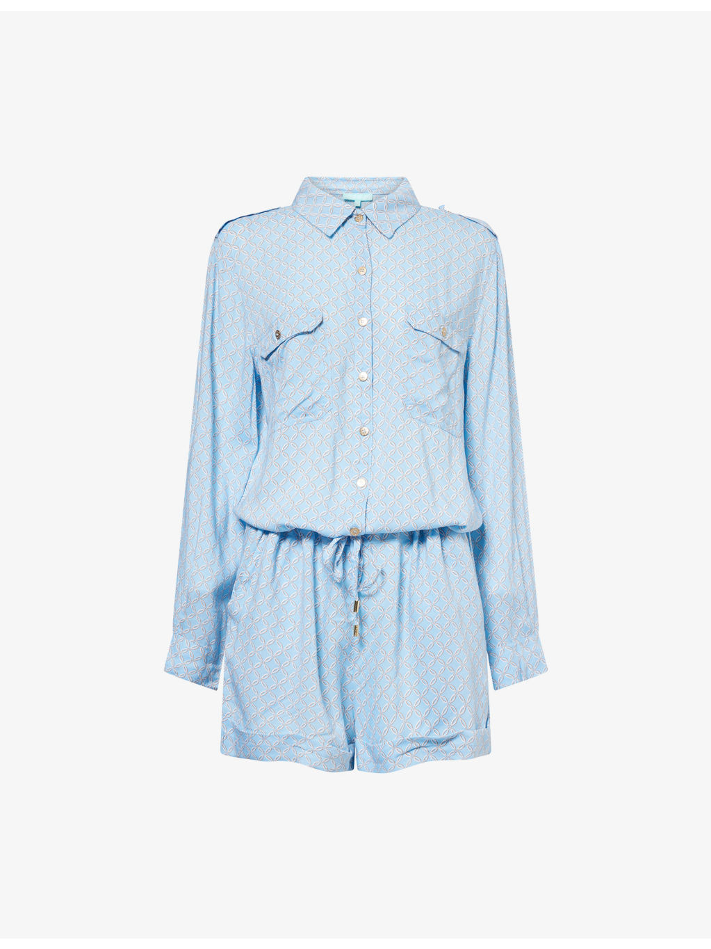 Floral-Print Long-Sleeves Woven Playsuit - 1