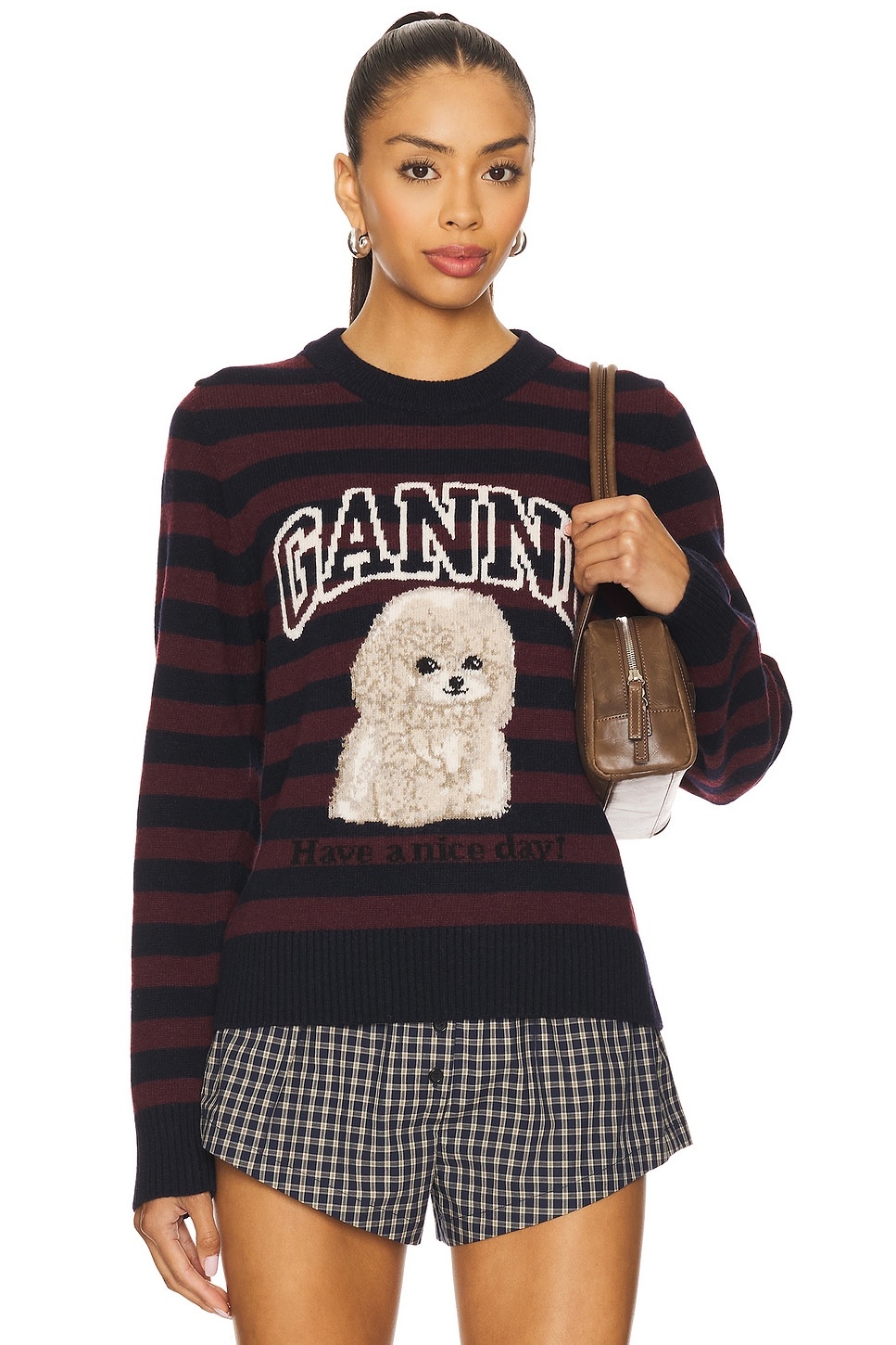 Graphic Wool Mix Poodle Stripe Crewneck - 1