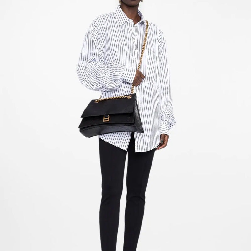 (WMNS) Balenciaga Crush Medium Chain Bag 'Black' 716393210IT1000 - 5