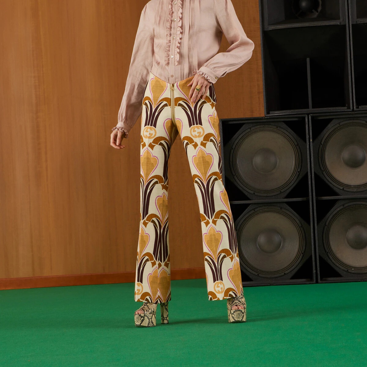 Interlocking G print linen pant - 7