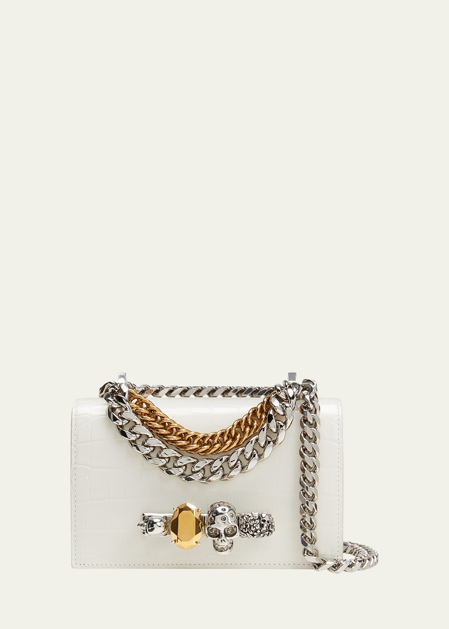 Mini Skull Jeweled Chain Shoulder Bag - 1