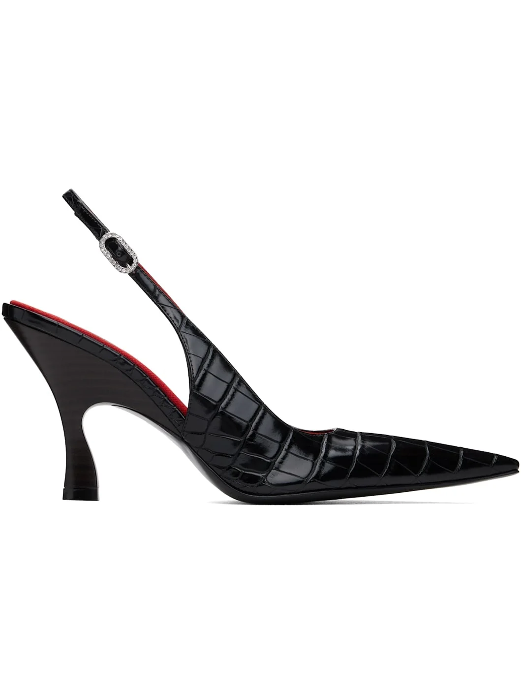 Black Elsa Pointed Toe Slingback Heels - 1