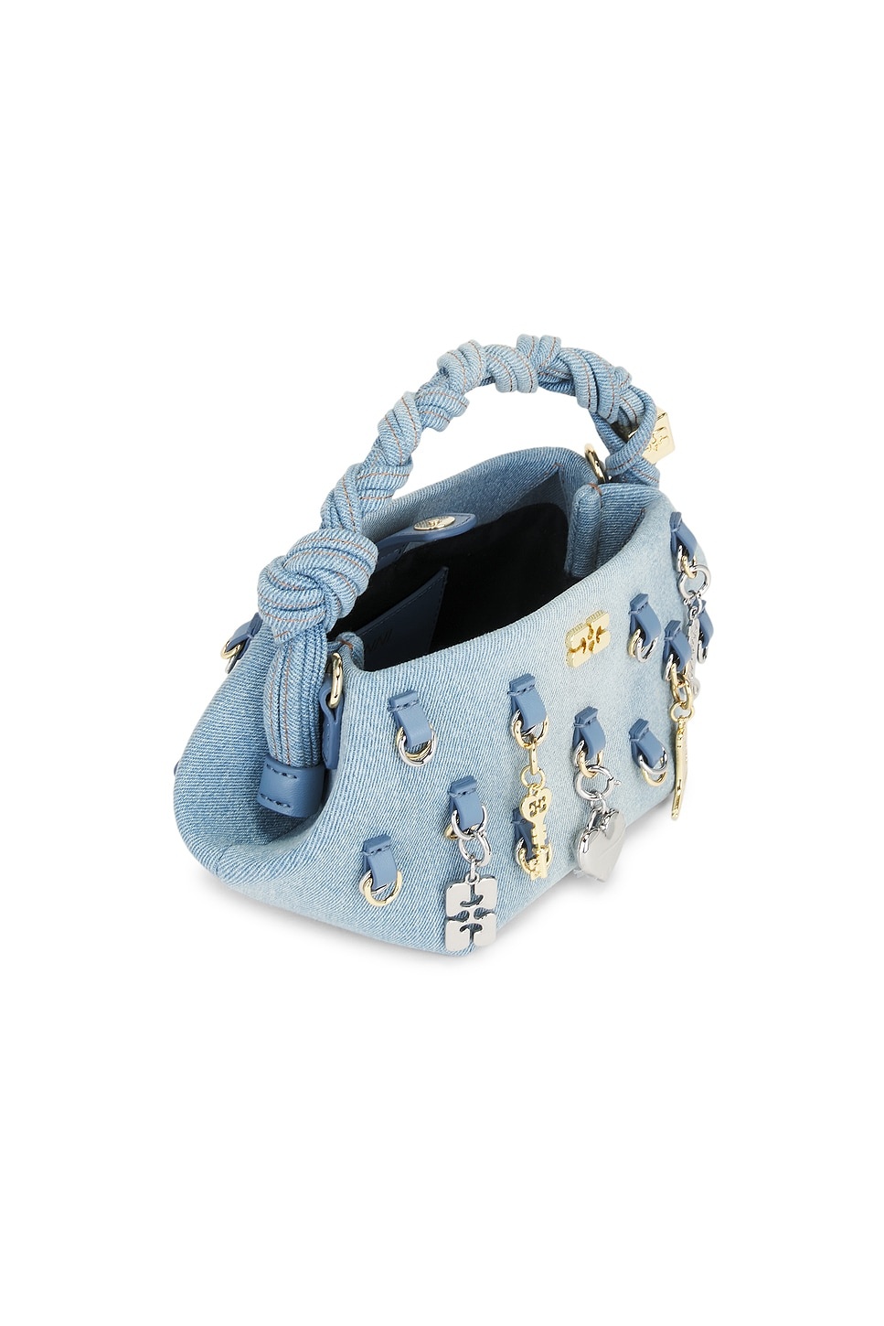 Washed Denim Charms Bou Mini Bag - 5