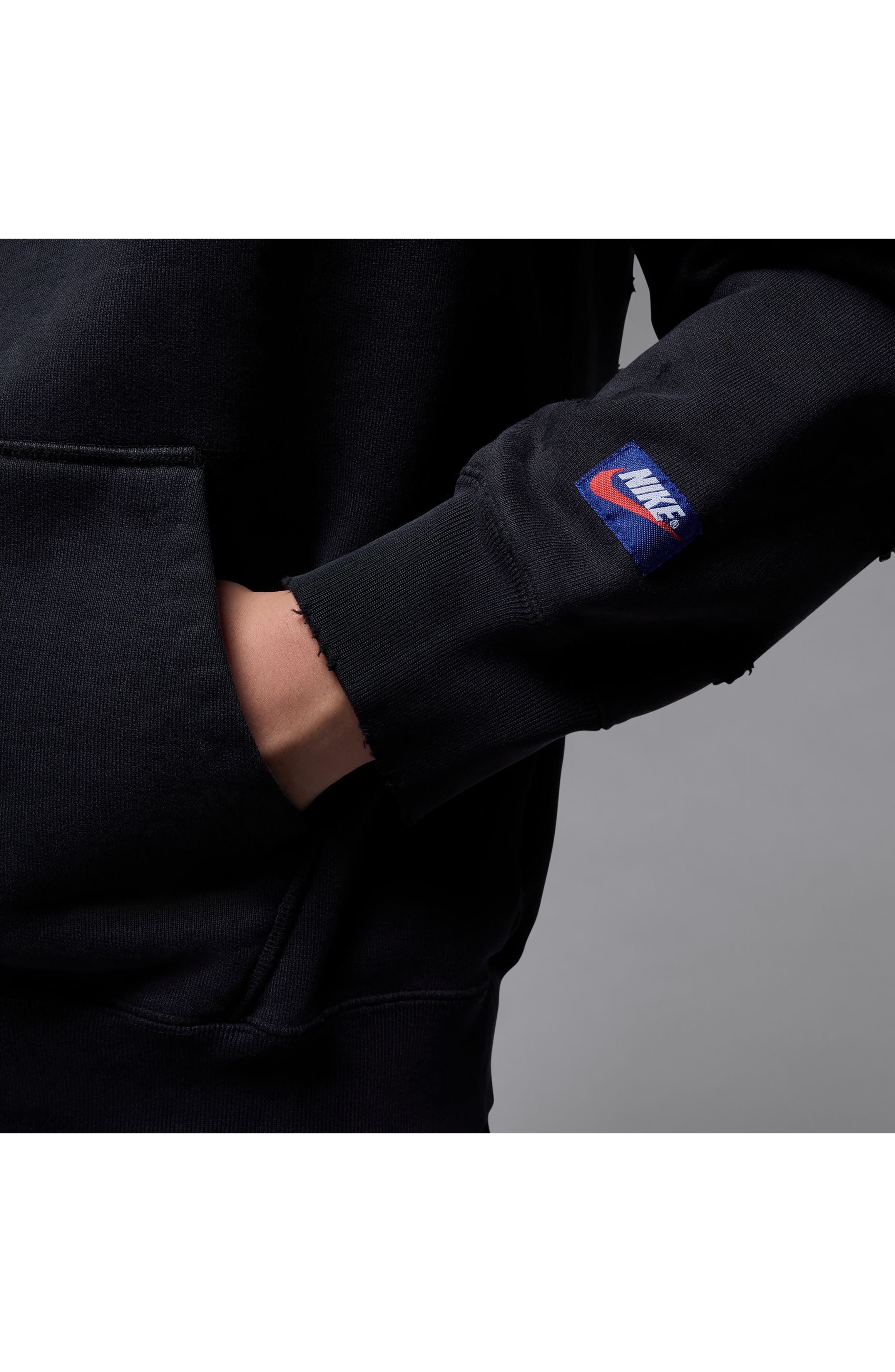 Jordan Rare Air Oversize Distressed Pullover Hoodie in Black at Nordstrom - 6