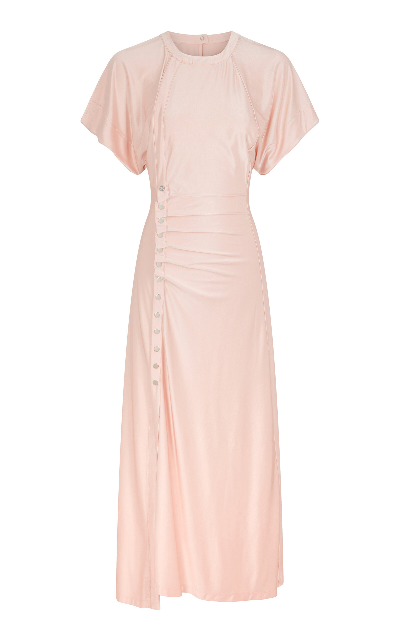 Gathered Satin Jersey Midi Dress pink - 1