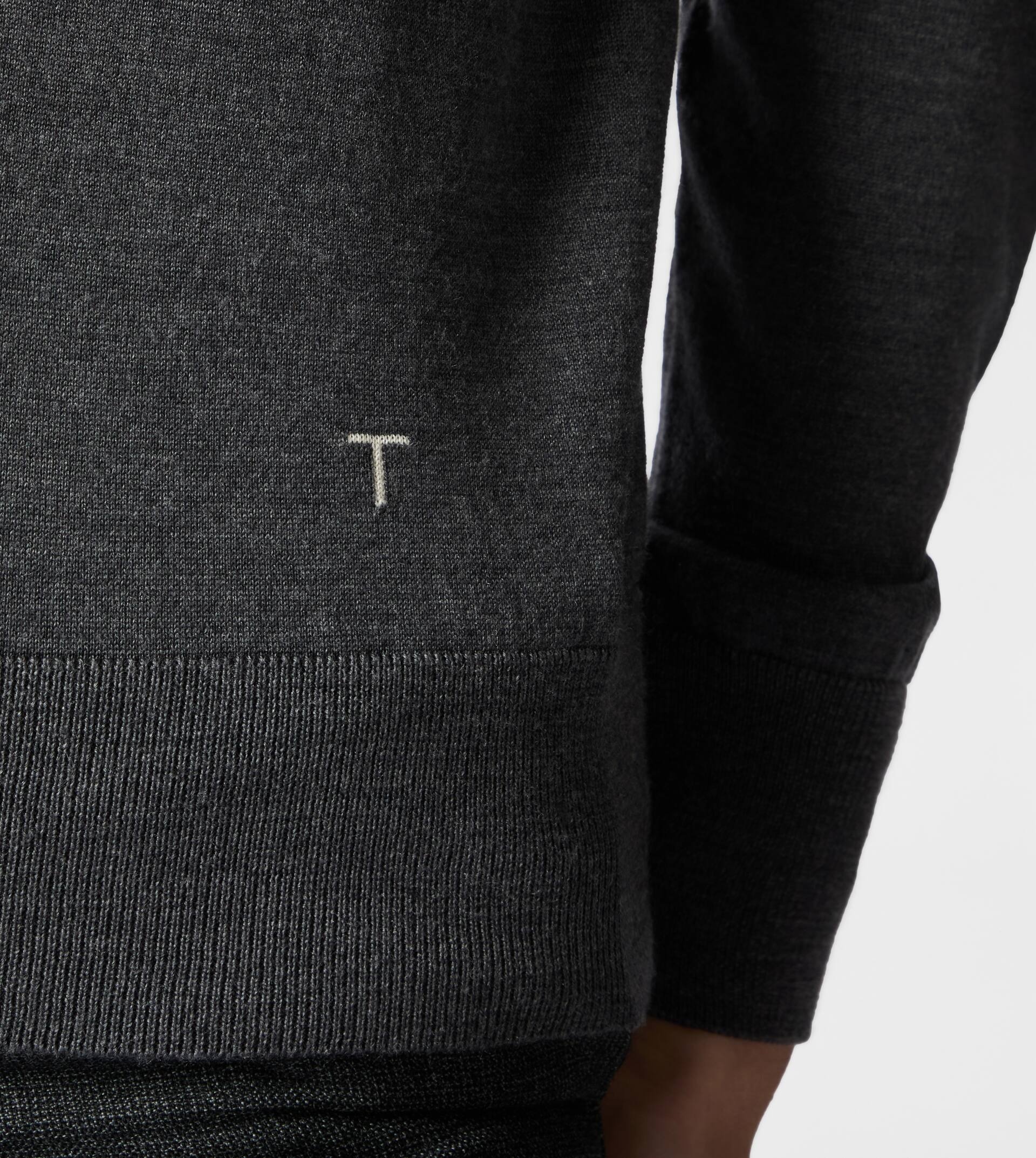 V-NECK SILK BLEND PULLOVER - GREY - 3