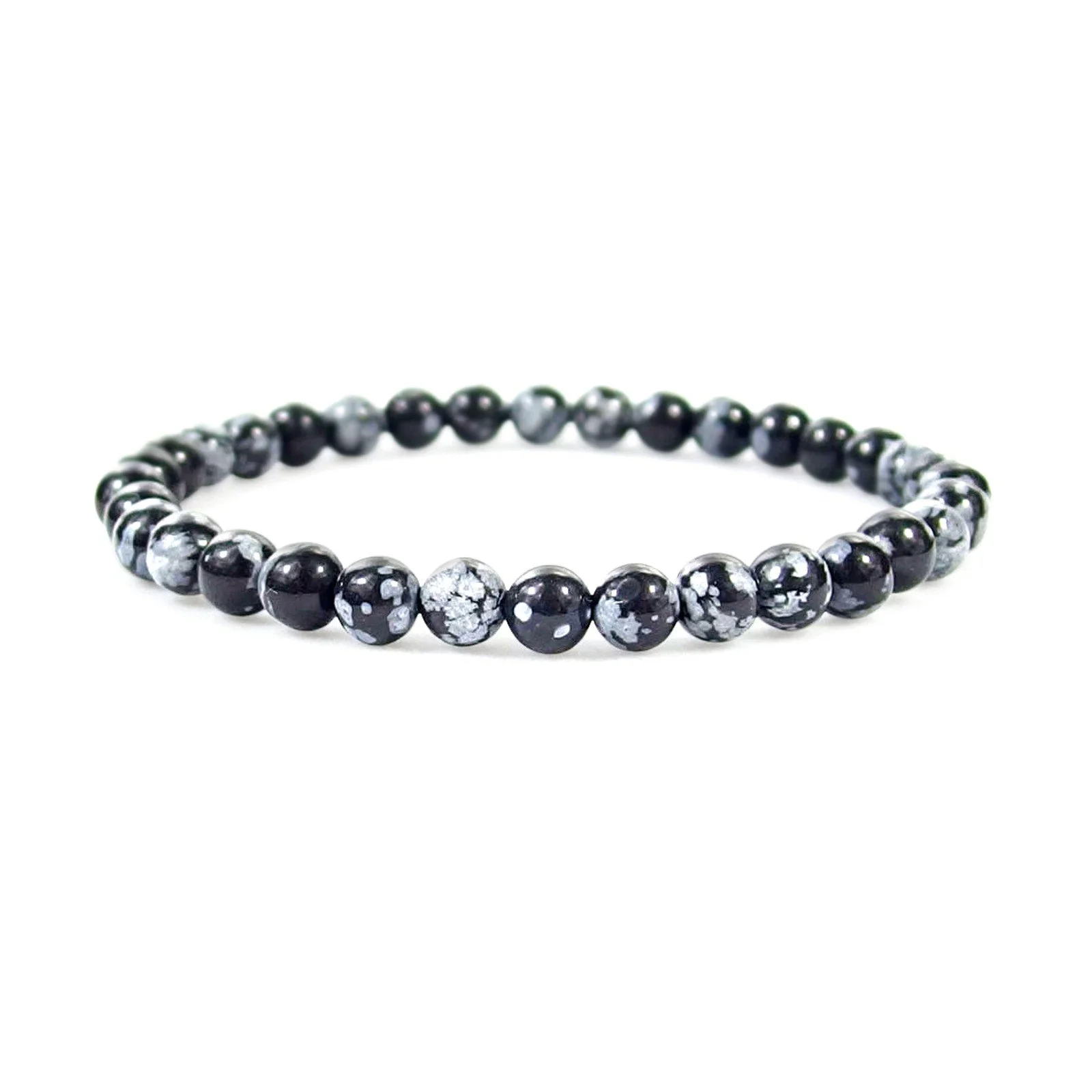 Bracelet - Snowflake Obsidian 6mm. - 1