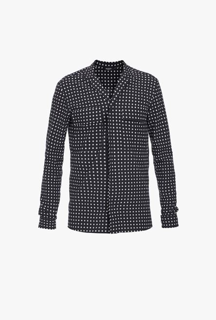 Black cotton shirt with white polka-dots - 1
