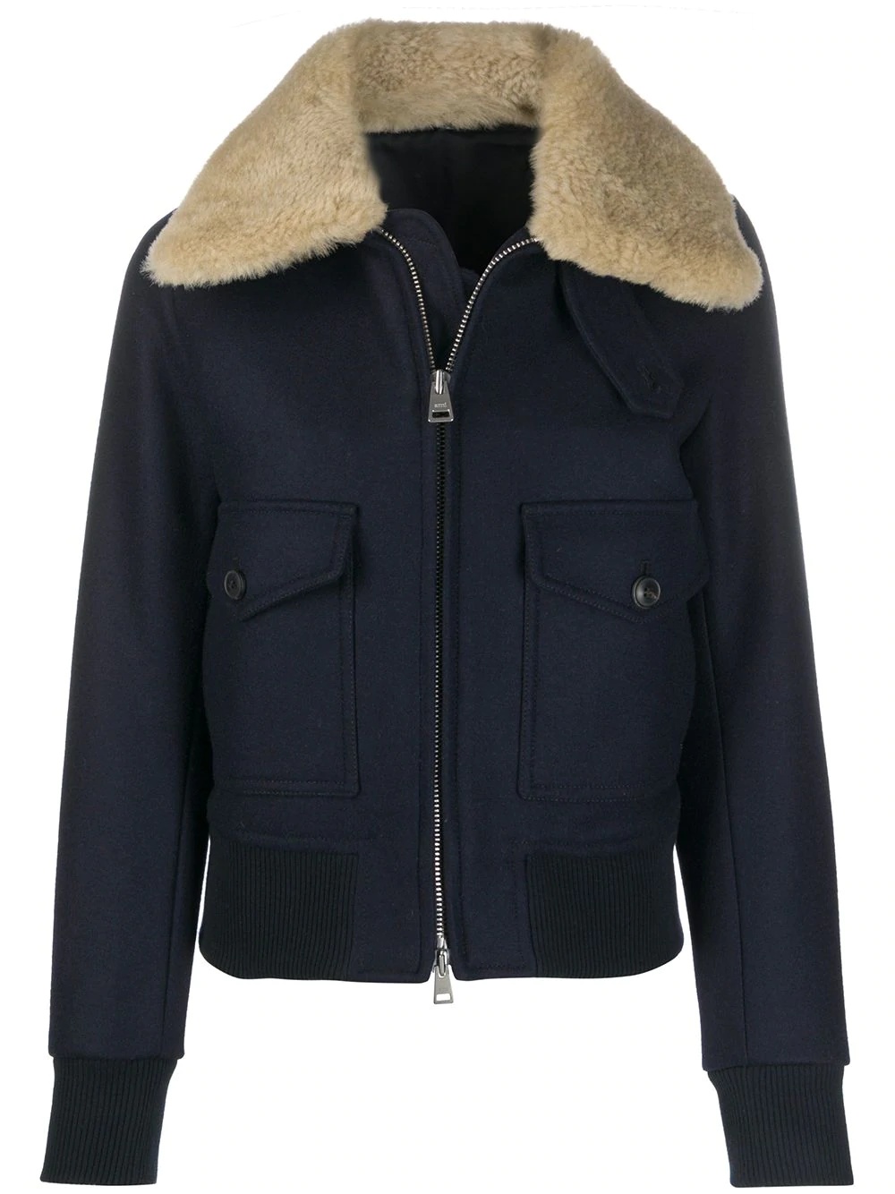 shearling trimmed aviator jacket - 1