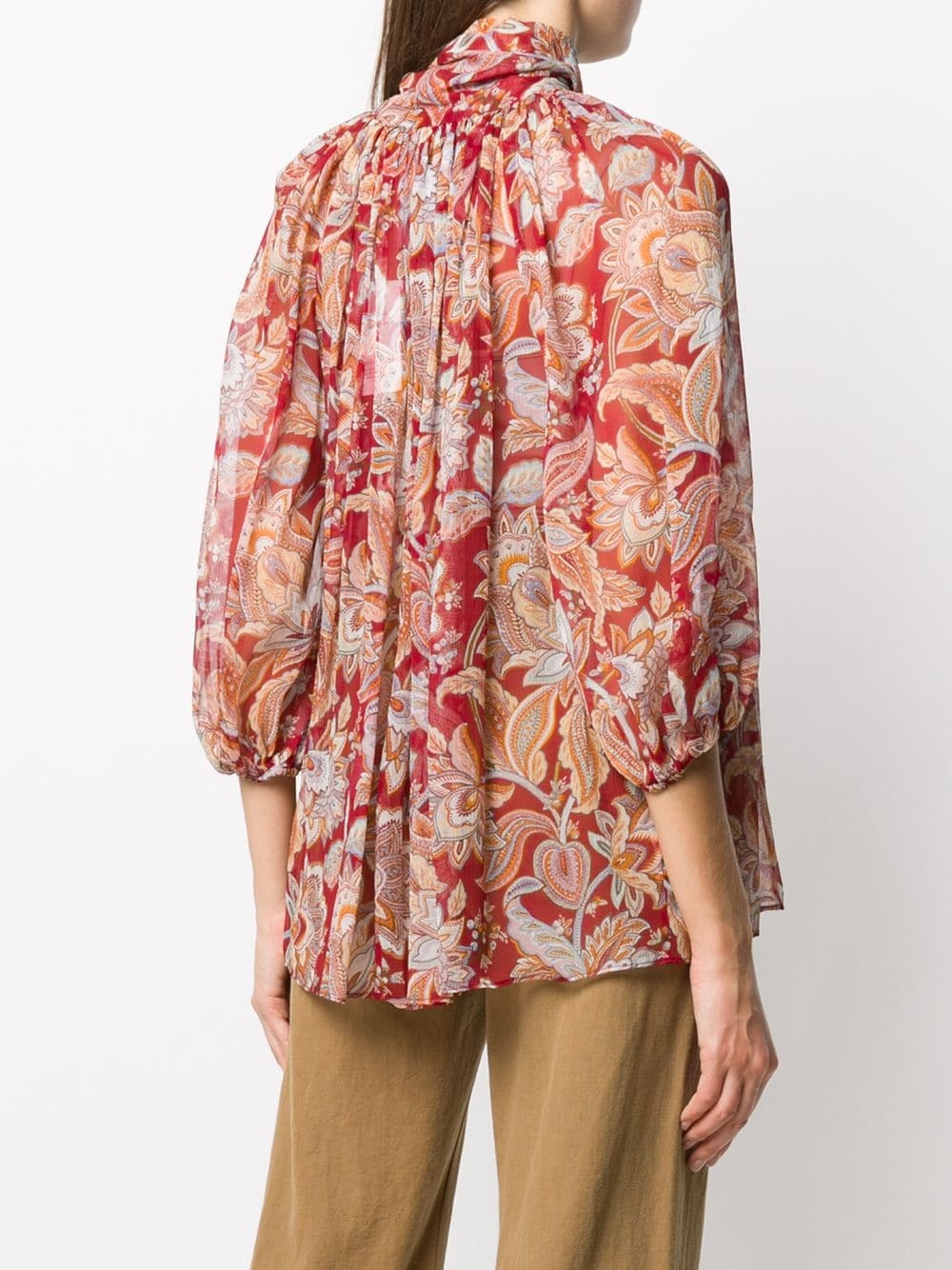 paisley print fluted blouse - 4