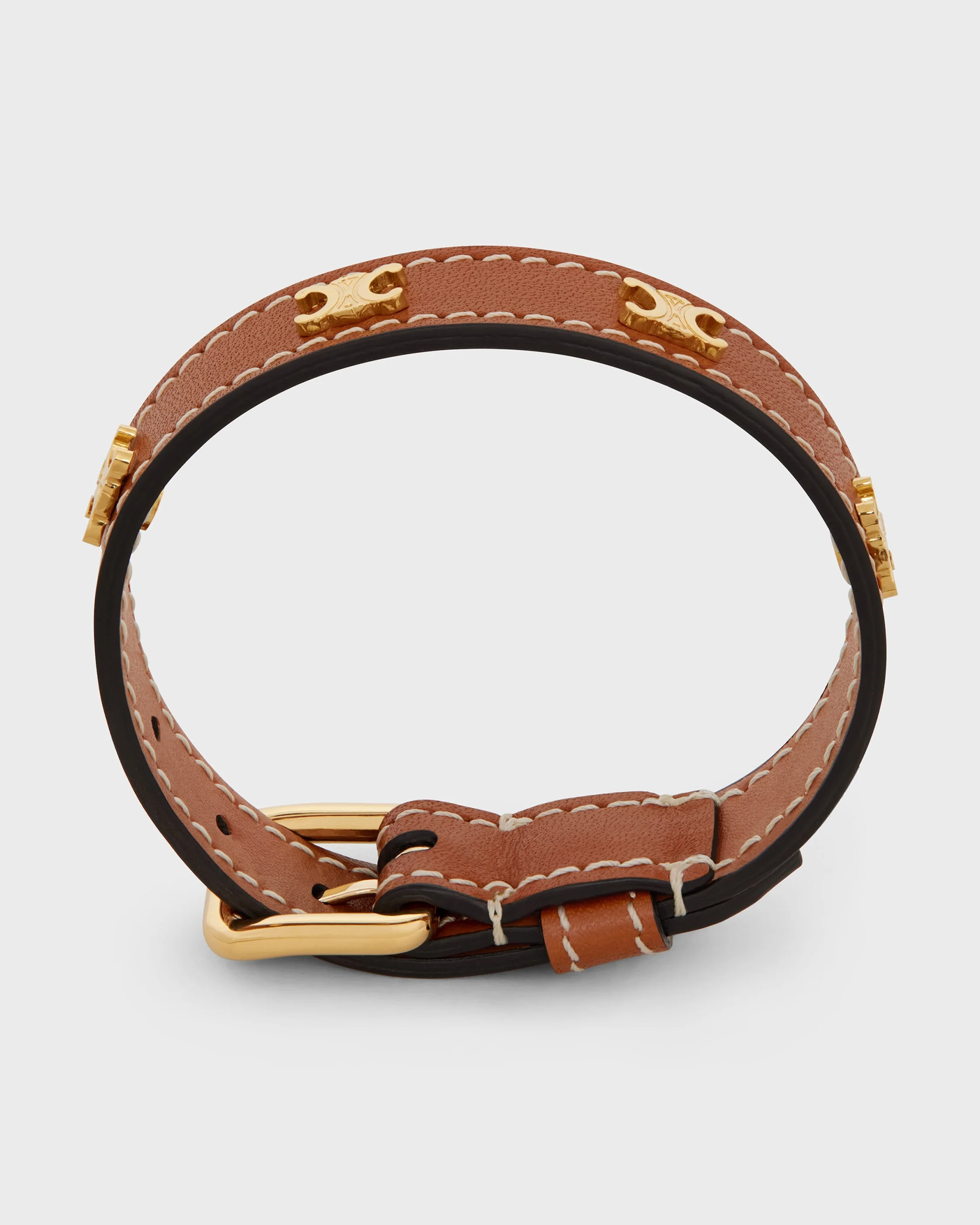 Les Cuirs Celine Bracelet in Calfskin and Brass with Gold Finish - 1