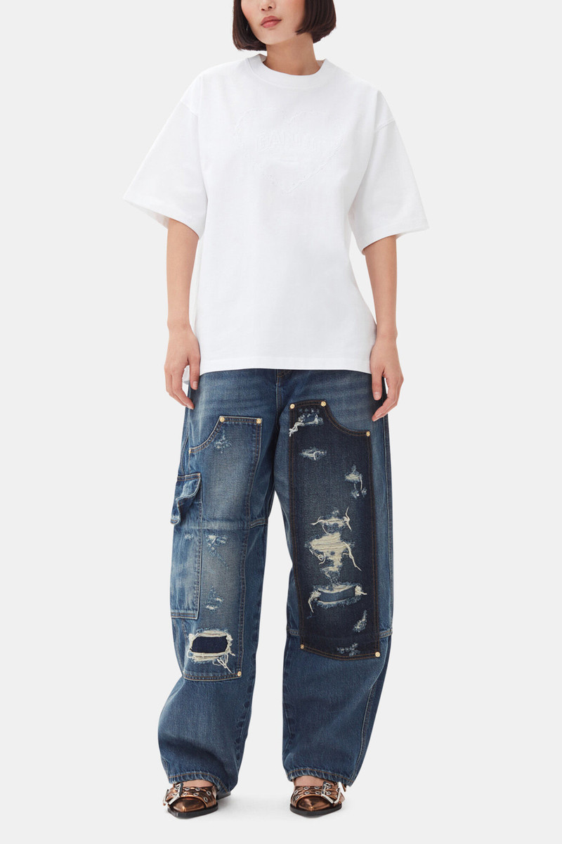 WHITE HEAVY COTTON DROP SHOULDER HEART T-SHIRT 3