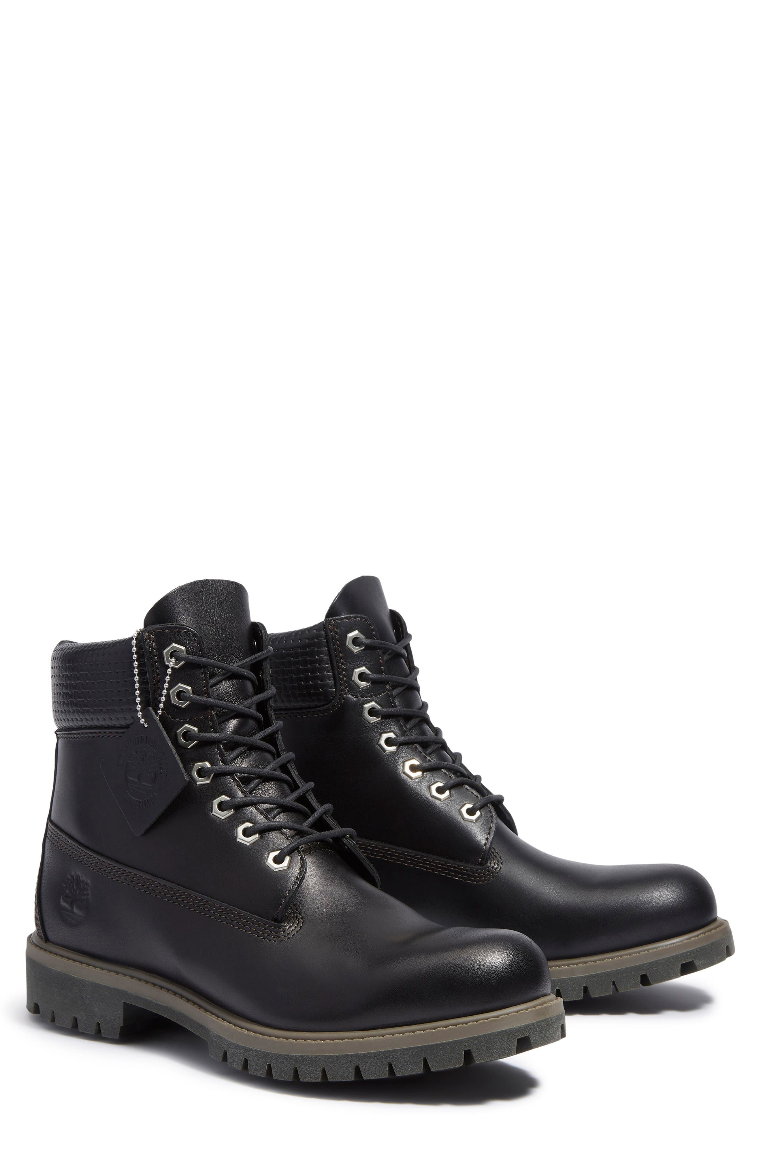 Timberland Premium 6-Inch Waterproof Boot in Black Grain/Dark Brown at Nordstrom - 8