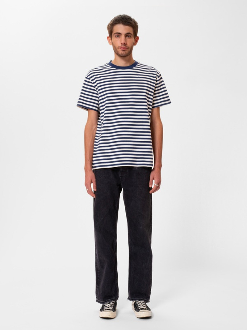Nudie Jeans Leif Breton Stripe T-shirt Offwite/Blue outlook