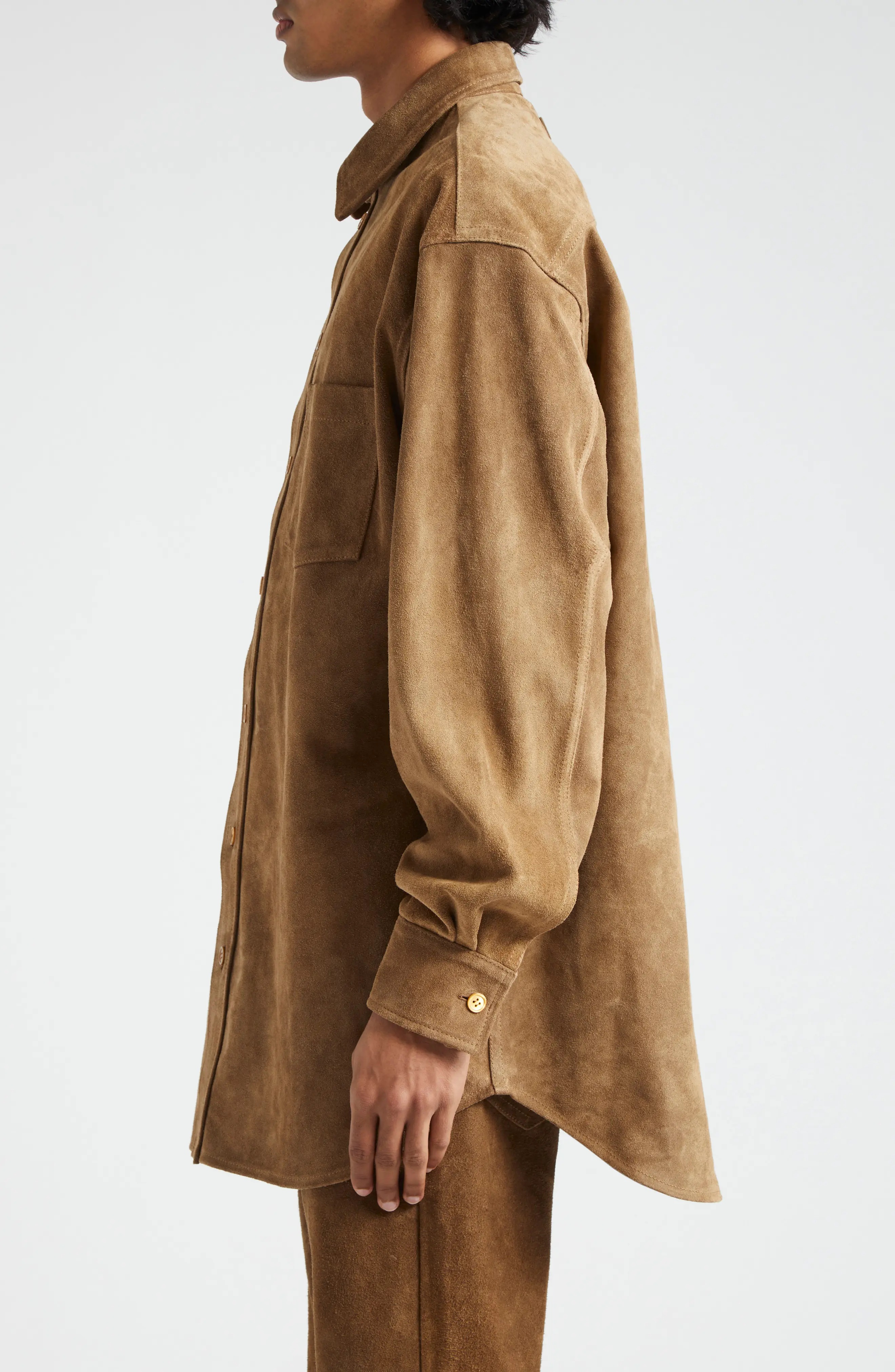 Oversize Suede Shirt Jacket - 4