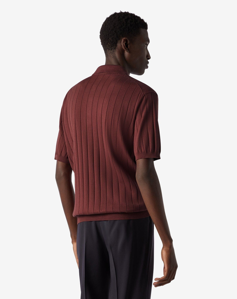 CORNELIANI Dark red button-up Pima cotton polo shirt outlook