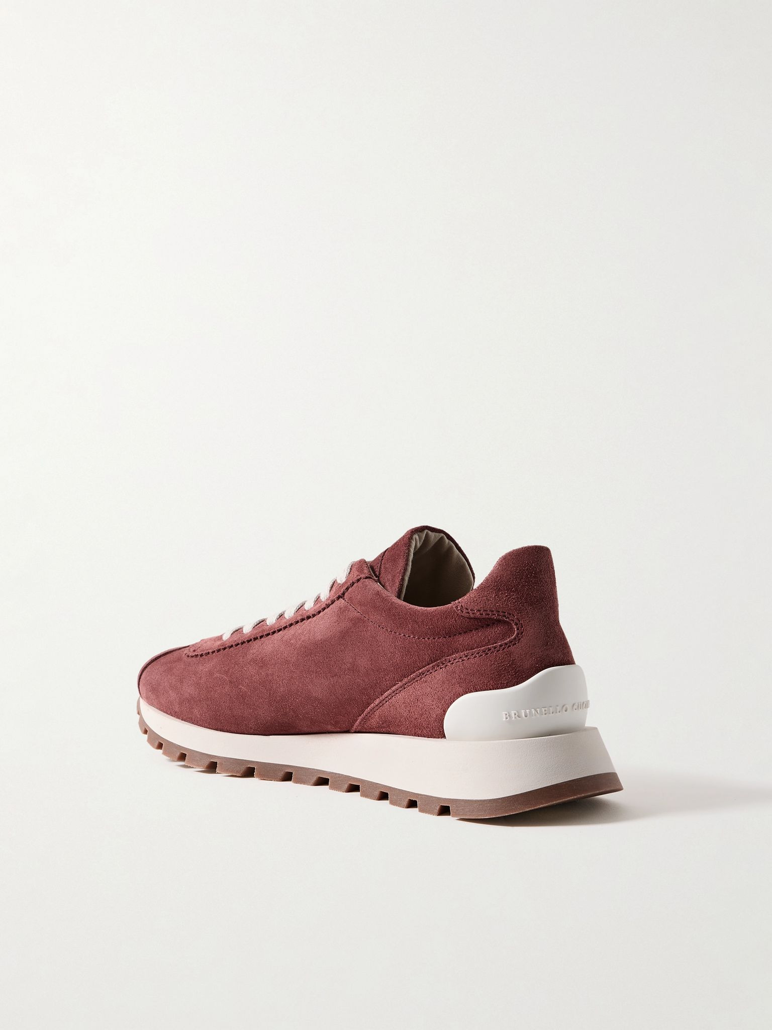 Bead-embellished suede sneakers Brick - 3